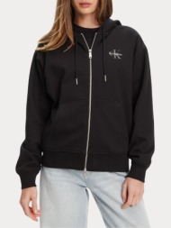 ζακετα calvin klein monologo french terry fz bf hood black calvin klein