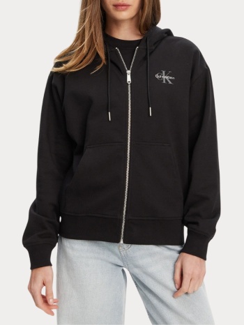 ζακετα calvin klein monologo french terry fz bf hood black σε προσφορά