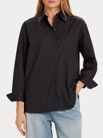 πουκαμισο calvin klein aop logo perfect button down black σε προσφορά