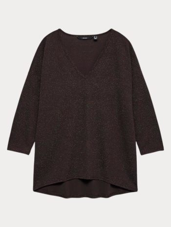 μπλουζα vero moda kanva 3/4 v-neck top jrs chocolate torte σε προσφορά