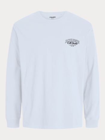 long sleeve jack & jones jjmakoto tee ls crew neck white σε προσφορά