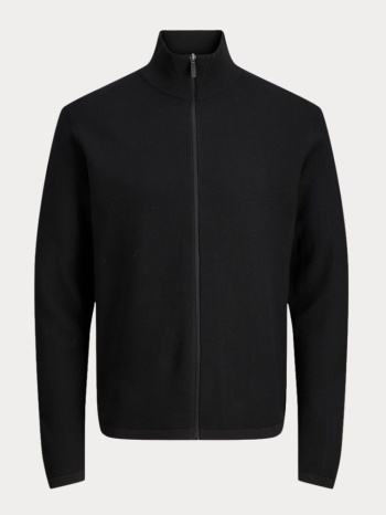 ζακετα jack & jones jcostance knit badge zip cardigan black σε προσφορά