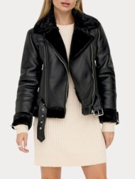 jacket only agnete faux leather biker otw black only