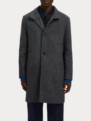 παλτο selected slhrainar wool blend coat black grey selected σε προσφορά