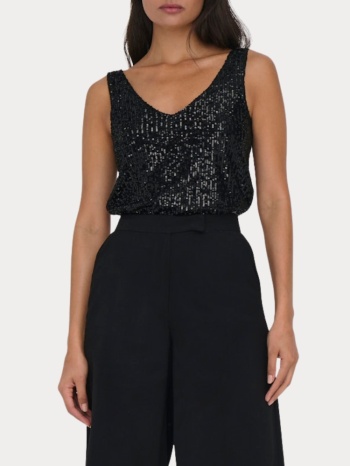 top only ana s/l v-neck sequins black only σε προσφορά