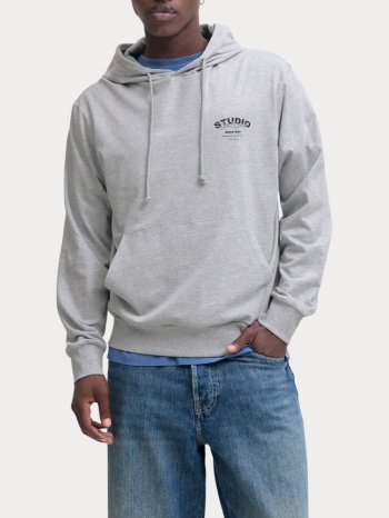 φουτερ jack & jones jyuki sweat hood bf light grey σε προσφορά