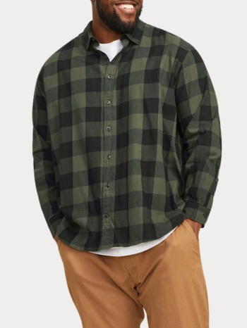 shirt jack & jones jjegingham twill l/s ps dusty olive σε προσφορά