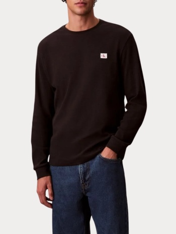 long sleeve calvin klein waffle t-shirt black calvin klein σε προσφορά