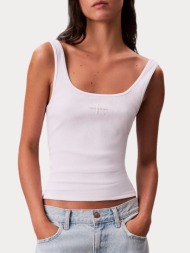 tank top calvin klein rib monogram scoop white calvin klein