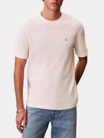 t-shirt calvin klein waffle calico beige calvin klein σε προσφορά