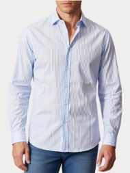πουκαμισο jack & jones jjhenry mix slub shirt ls stripe blue jack&jones