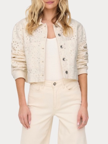 short jacket onlyelsa crochet otw cloud dancer beige only σε προσφορά