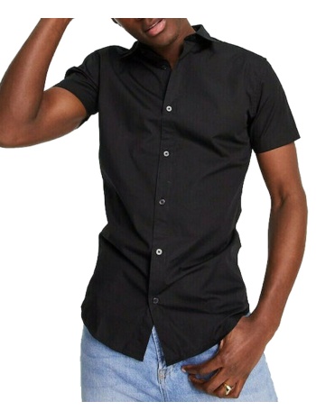 πουκαμισο jack & jones jjjoe ss plain black jack&jones σε προσφορά