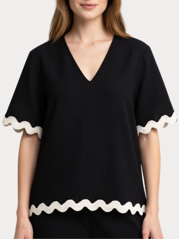 μπλουζα vero moda vmjenna s/s v-neck top wvn btq black vero σε προσφορά