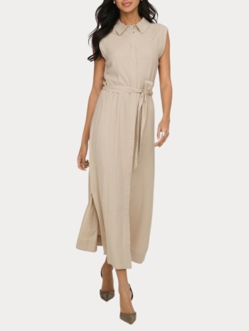 φορεμα only goa sl linen bl shirt dress oxford tan only σε προσφορά
