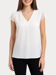 μπλουζα only elva-via s/s detail top wvn cloud dancer only