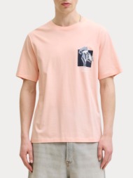 t-shirt jack & jones jormontauk chestie tee ss crew neck peach melba jack&jones
