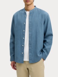 πουκαμισο selected regclay linenblend shirt band blue mirage selected