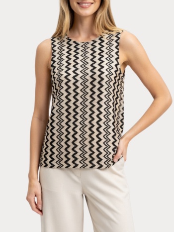 μπλουζα vero moda viola sl o-neck black / beige vero moda σε προσφορά