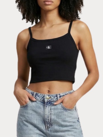 top calvin klein cropped black calvin klein σε προσφορά