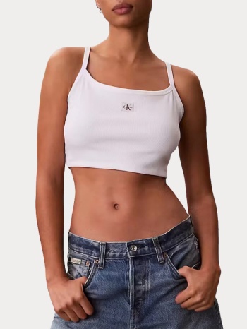 top calvin klein cropped white calvin klein σε προσφορά