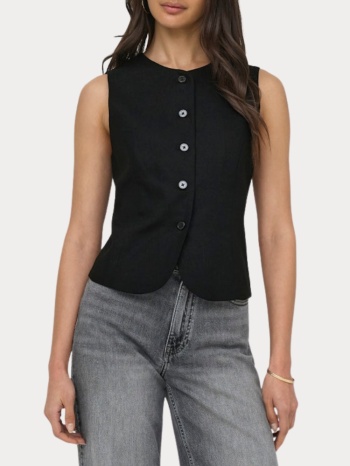 γιλεκο only goa s/l linen bl waistcoat black only σε προσφορά