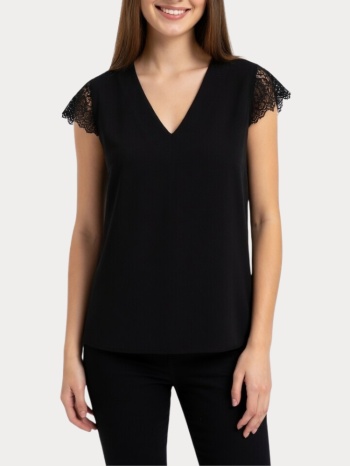 μπλουζα only elva-via s/s detail top wvn black only σε προσφορά