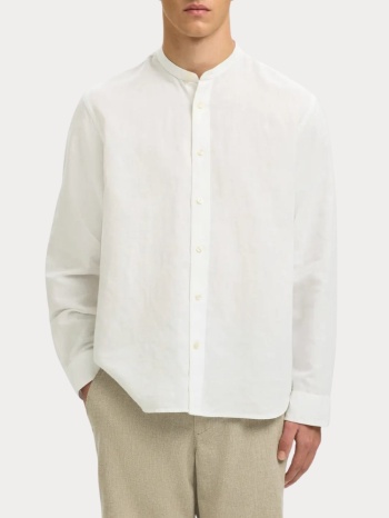 πουκαμισο selected regclay linenblend shirt band bright σε προσφορά