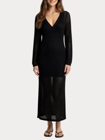 φορεμα vero moda awemma ls v-neck ankle crochet dress black σε προσφορά