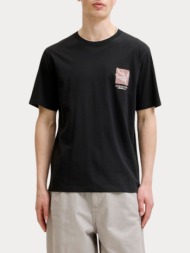 t-shirt jack & jones jormontauk chestie tee ss crew neck black jack&jones
