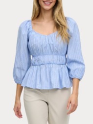 μπλουζα vero moda vmleya 3/4 stripe top wvn brunnera blue vero moda