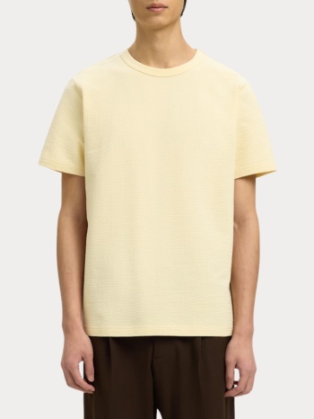 t-shirt selected slmsander seersucker ss o-neck angora σε προσφορά