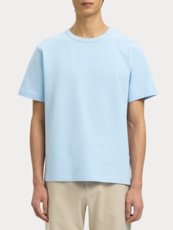 t-shirt selected slmsander seersucker ss o-neck skyway σε προσφορά