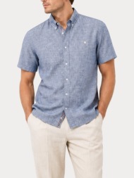short sleeve jack&jones 12295803 jprblusummer lin. bl. shield ss shirt sn faded denim jack&jones