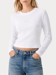 top calvin klein lv047a803g-yaf a- ls monogram baby tee old bright white calvin klein