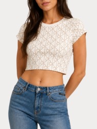 top calvin klein lv047g830g-yas a- monologo baby tee tofu aop calvin klein