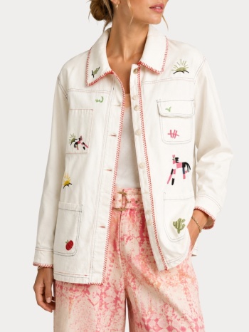 jacket cache cache cci65266 white silver cache cache σε προσφορά