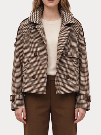 παλτο musy muse καρο brown beige musy muse σε προσφορά