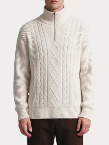 πλεκτα five ever paris half zip cable ecru five ever paris σε προσφορά