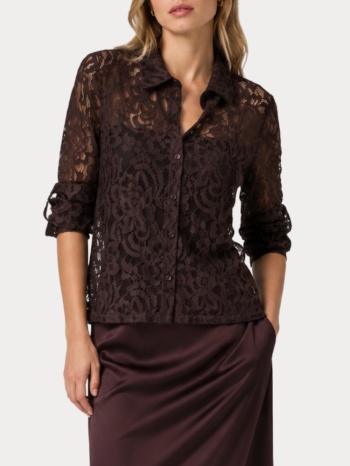 πουκαμισο only onlbirun l/s lace shirt wvn black coffee only σε προσφορά