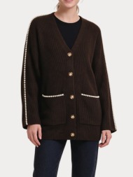 ζακετα vero moda vmzora ls v-neck cardigan ga chocolate torte vero moda