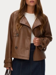 jacket vero moda vmcaiamollie short coated trenchcoat boo cocoa brown vero moda