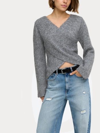 πλεκτο only onlmaggie ls cross v-neck cc knt medium grey σε προσφορά