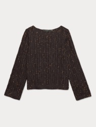πλεκτο vero moda vmnewleilani ls boatneck pullover chocolate torte w. cobber sequins vero moda