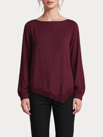 top vero moda vmcindy lace ls top wvn windsor wine vero moda σε προσφορά