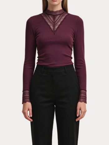top only onltilde l/s high neck lace top jrs noos fig only σε προσφορά