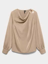 top vero moda vmmilani l/s o-neck top wvn btq silver mink vero moda