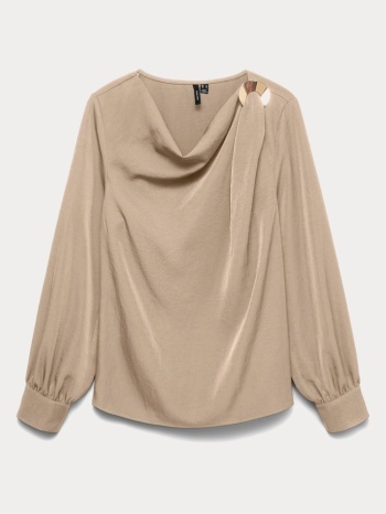 top vero moda vmmilani l/s o-neck top wvn btq silver mink σε προσφορά
