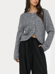 ζακετα only onlzaggie ls button cardi cc knt dark grey pearl button only