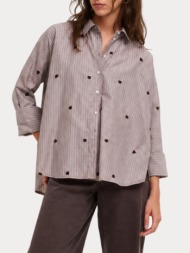 πουκαμισο only onlnew lina grace str emb shirt noos wvn coffee bean stripe w. coffee bean heart emb 